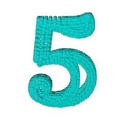 Symbol made of menthol cubes. number 5