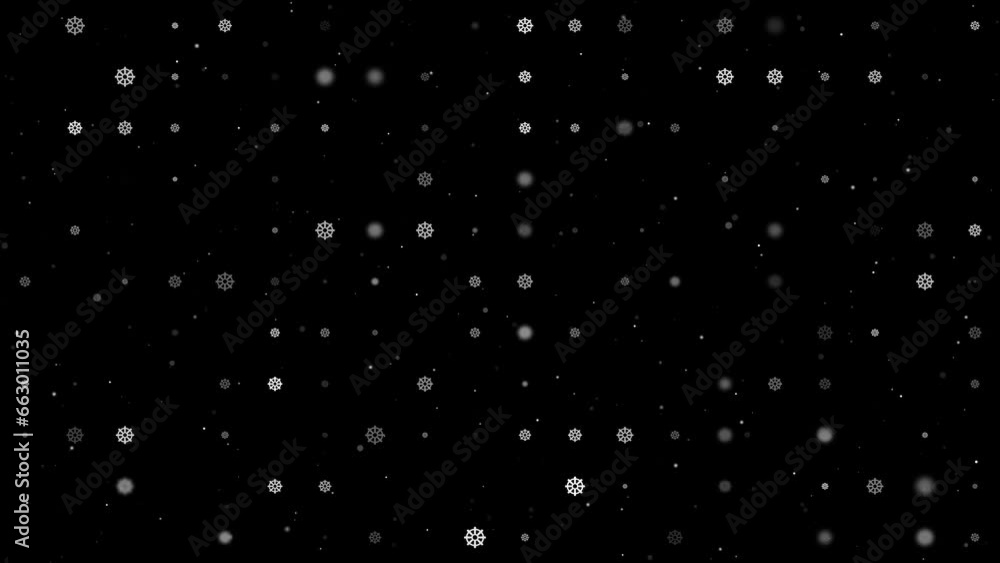 Poster template animation of evenly spaced wheel symbols of different sizes and opacity. animation of trans