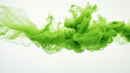 Image of a cloud of green ink paint on a white background.