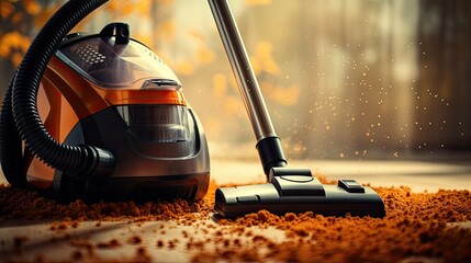 Image of vacuuming a carpet, with the vacuum cleaner.