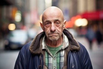 An older man with a full head of hair, except for a few tered bald spots due to alopecia. He is a retired construction worker and has always been embarrassed by his hair loss. His wife and - obrazy, fototapety, plakaty