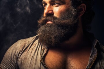 An artist with excessive body hair, his beard and chest hair giving him a rugged and masculine appearance. He has always been proud of his body hair, considering it a sign of his masculinity