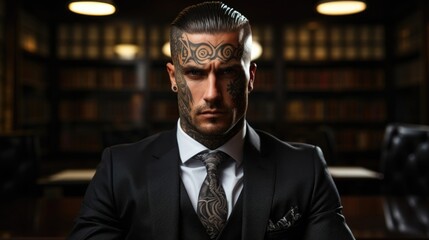 Next, we have a heavily pierced and tattooed lawyer. Despite working in a conservative and serious profession, he refuses to conform to societal expectations. His tattoos, often hidden under