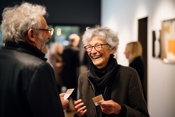 Two seniors, amidst a blind date affair, exchange sheets encompassing personal information, initiating a potentially meaningful connection