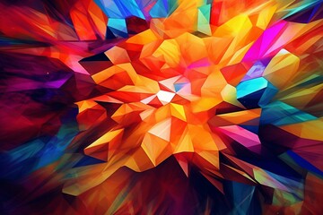 Colorful artistic design with rotating polygonal motifs. Generative AI