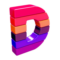 Color symbols made of horizontal blocks. letter d