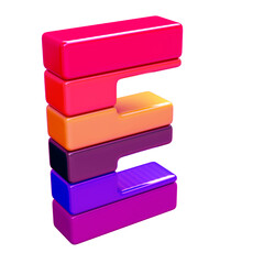Color symbols made of horizontal blocks. letter e