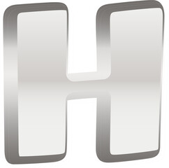 Silver metallic bold alphabet letter h