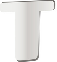 Silver metallic bold alphabet letter t