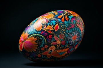 Vibrant Easter egg artwork with colorful patterns and floral motifs. Generative AI