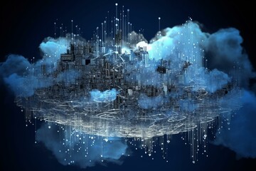 Digital representation of cloud computing technology. Generative AI