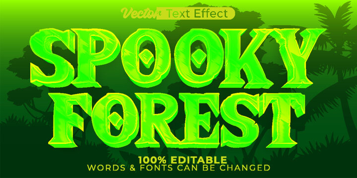 Spooky Forest Vector Text Effect Editable Alphabet Jungle Hallowen Safari
