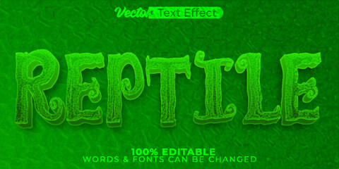 Fototapeta na wymiar Reptile Vector Text Effect Editable Alphabet Lizard Animal Green Snack