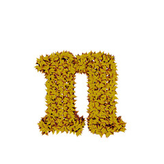 Symbol from yellow leaves. letter n