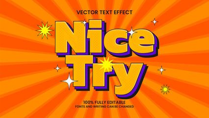 vector nice try comic text effect