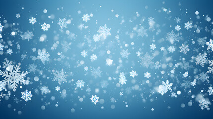 Winter Wonderland, Delicate Snowflakes on a Serene Blue Background