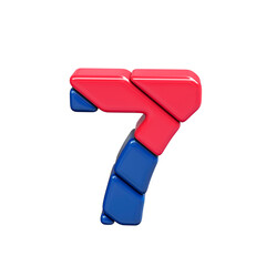 Red and blue plastic symbol. number 7