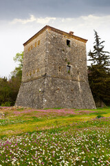 Fototapeta na wymiar Venetian tower in the Archaeological site of Butrinto in Albania