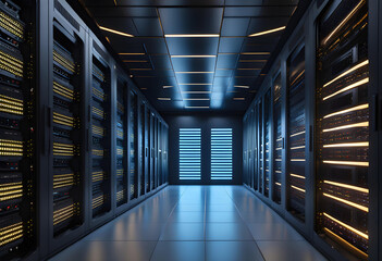 Obraz premium Data Center with Servers. High Quality Resolution
