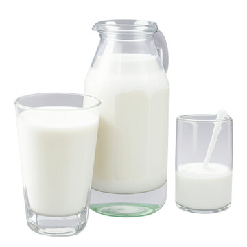 glass of milk and bottle