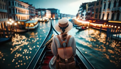 Fototapeta na wymiar Venice Gondola Ride Bokeh