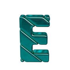 Symbol made of diagonal turquoise blocks. letter e