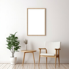 Modern home interior with mock up canvas frame