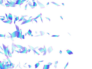 Festive flying confetti scatter vector illustration. Blue  hologram elements christmas vector. Surprise burst falling confetti. Prize event decoration background. Happy mood.