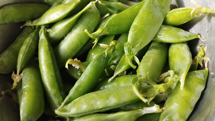 Green peas background. Vegetarian food concept.