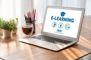 E-learning website with modish sofware for student to study online on the internet network
