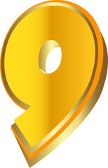 Gold metallic bold number 9