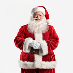 Santa Claus is smiling on a white background Generative AI