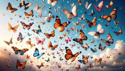 Colorful Butterflies in Mid-Flight