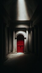 Basement with Red Door