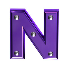 Purple symbol with metal rivets. letter n