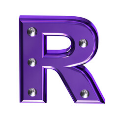 Purple symbol with metal rivets. letter r