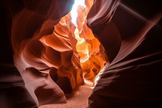 A picture of a dramatic scenic view in Antelope Canyon, Arizona. Generative AI