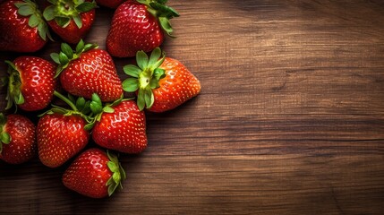 strawberries on wooden background