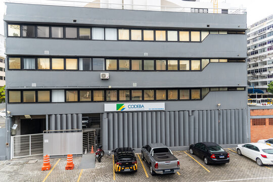 View from the top of the facade of the CODEBA building in the sea port of the city of Salvador, Bahia.