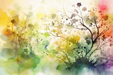 Obraz na płótnie Canvas Artistic spring-themed background with abstract watercolor painting. Generative AI