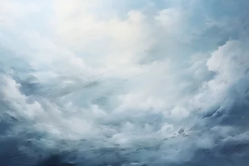  海や空に見える青と白の絵の具の抽象的背景 © Nagi Mashima
