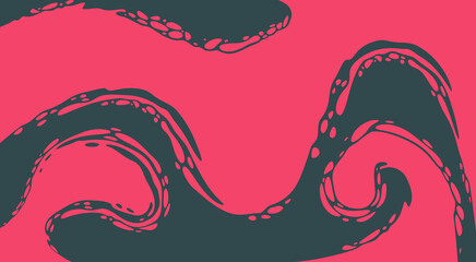 An abstract flowing inkscape vector design in bright magenta and deep teal
