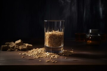 Artistic portrayal of alcoholic beverage made from malted grains, enriched with hops and wheat. Generative AI
