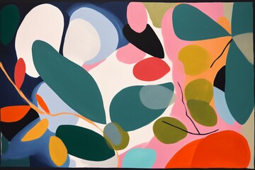 Stunning minimalist abstract artwork inspired by Henri Matisse. Generative AI