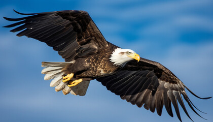 Majestic bird of prey, the bald eagle, spreads its wings generated by AI