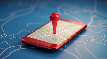 Smartphone with map, 3D Map pins, GPS, navigator pin checking points, 3D World Map icon, technology and application mobile smart phone with mobile, delivery tracking, transportation, generate by AI
