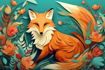 Background with fox design. Generative AI
