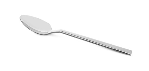 One clean shiny spoon isolated on white