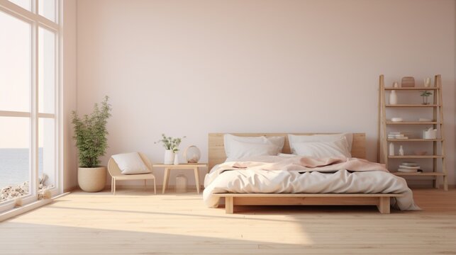 A serene bedroom with soft pastel-colored walls and minimalistic decor, the HD camera highlighting the tranquility and simplicity of the design.