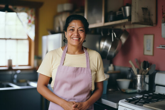 Proud Hispanic Woman in Her Kitchen